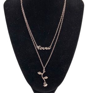 Silver Rose & Love Chain Necklace New‎ with tags!